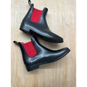 Ralph Lauren Women 10 Tally Bo Ral Rain Boots Black Ankle Top Slip On Waterproof